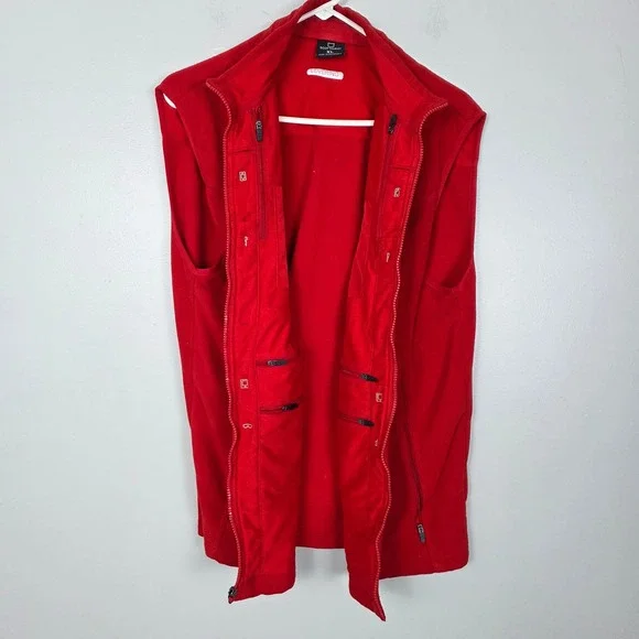 ScotteVest Fleece Vest Mens XL Full Zip Red Pockets Lightweight Travel - Picture 2 of 8
